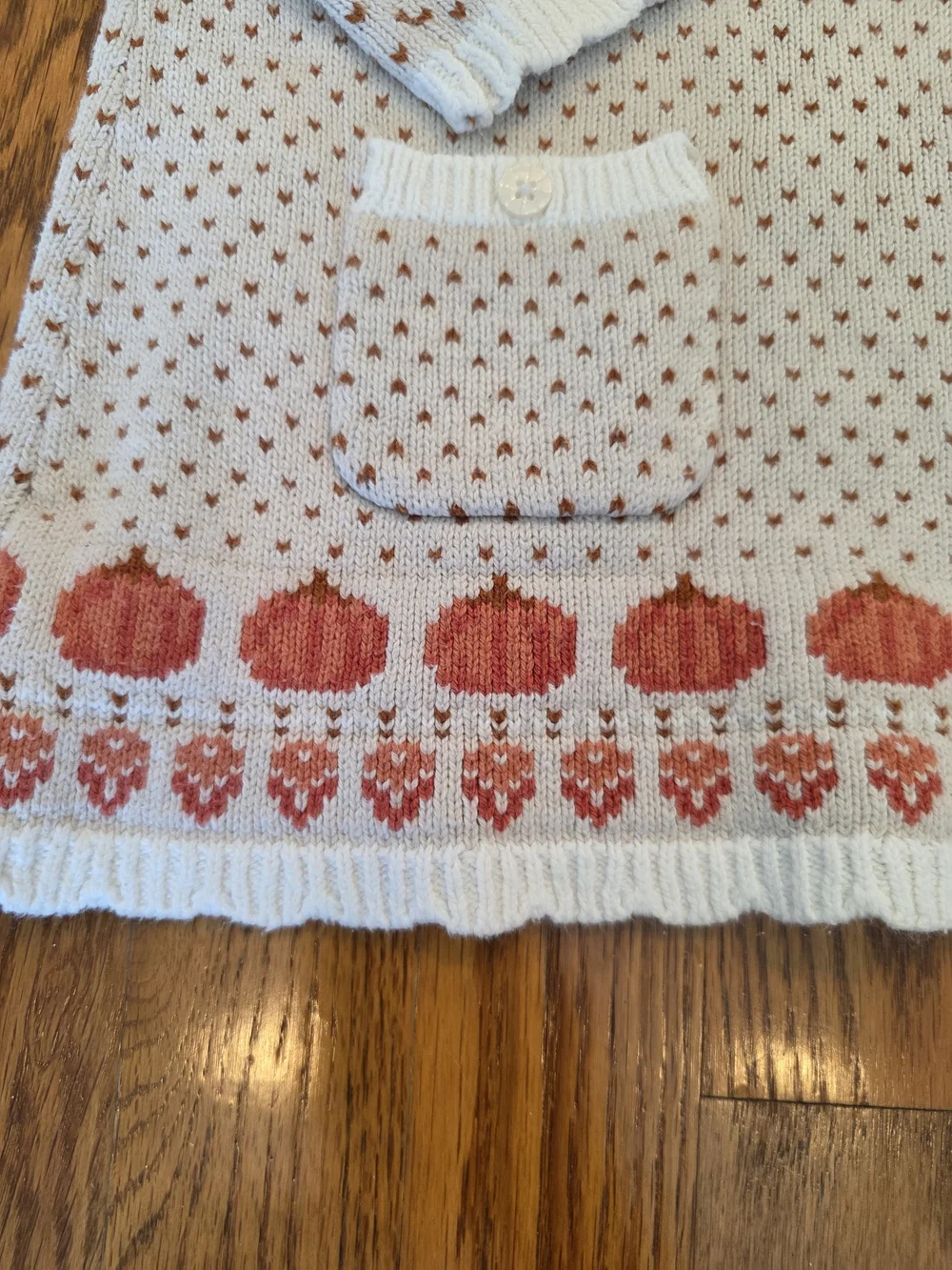 Max Studio Cream Knit Dress with Orange Pumpkin Pattern